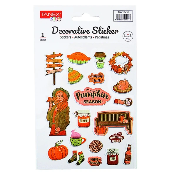 Tanex Kids Sticker Puffy Bal Kabağı Serisi 27 Parça (25430)