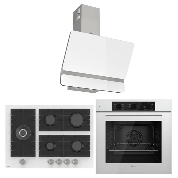 Ferre Flowart BL Modüler Seriisi 3'lü Beyaz Ankastre Set ( QBL62CB-BL136-D081 ) ürün görseli 1