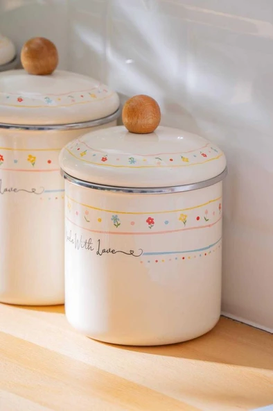 Acar XAP-07712 Made With Love Emaye 3 Parça Baharatlık Kavanoz Seti - 2