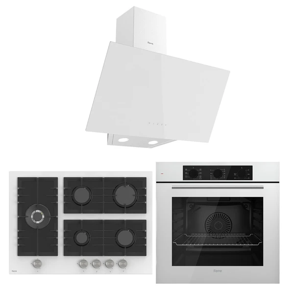 Ferre Flowart BL Modüler Seriisi 3'lü Beyaz Ankastre Set ( QBL62CB-BL136-D078 )