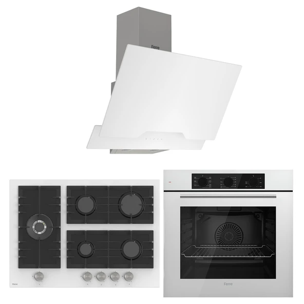 Ferre Flowart BL Modüler Seriisi 3'lü Beyaz Ankastre Set ( QBL62CB-BL136-D064 ) ürün görseli 1