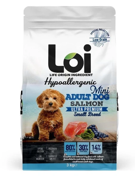 LOİ MİNİ IRK SOMONLU KÖPEK MAMASI 3 KG