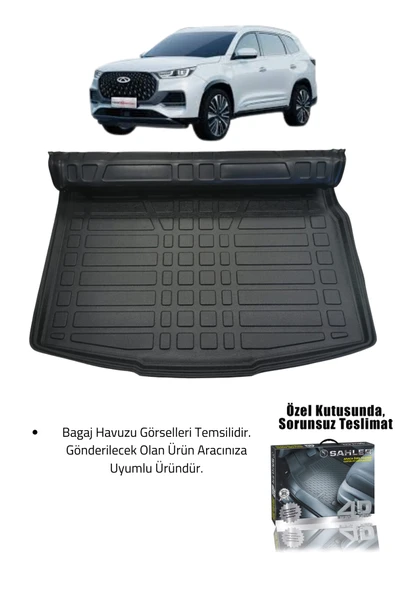 Sahler Chery Tiggo 8 Pro / Max 2022+ Uyumlu 4.5d Premium Havuzlu Paspas ve Liner Marka 3D Bagaj Havuzu - Resim 2