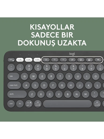 Logitech K380s Pebble Keys 2 Çoklu Cihaz Özellikli Bluetooth İngilizce Q Klavye - 4