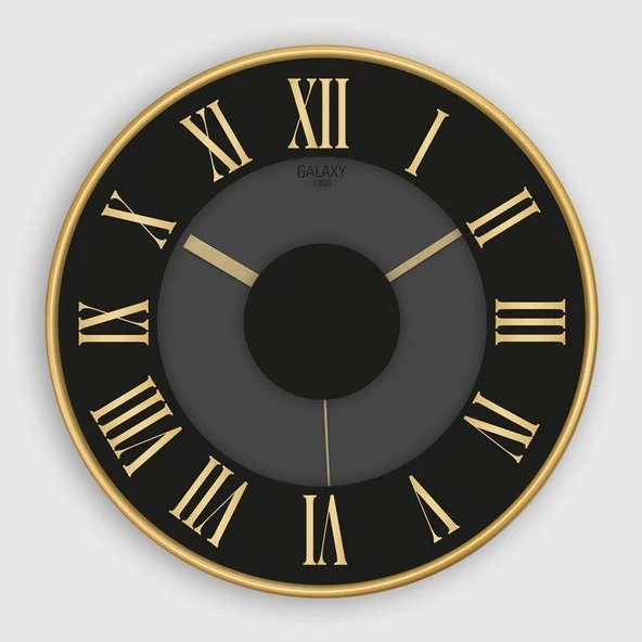 Galaxy Premium Serisi Dekoratif Kadranlı Roma Rakamlı Duvar Saati Gold 30 CM ürün görseli