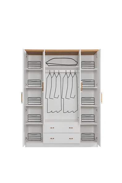 Ranza, Vita Bohem Genç Odası Takımı Yavrulu Beyaz Ranza + Dört Kapaklı Dolap - 8