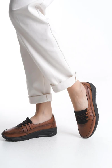 Kadın Bağcık Detaylı Comfort Ayakkabı Rahat Taban Ortopedik Ayakkabı - Resim 3