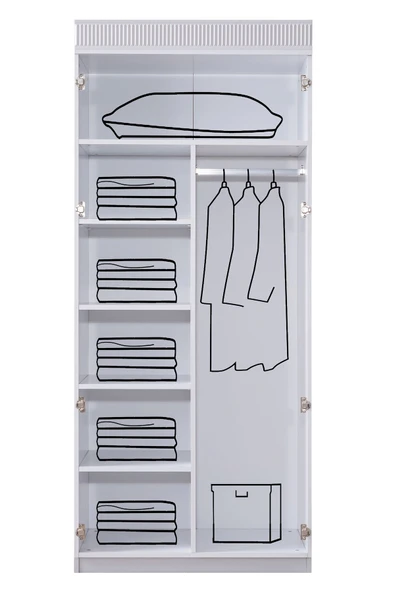 Vira Çocuk Odası Takımı, Vira 4 Kapaklı Dolap, Perla Karyola, Şifonyer, Kitaplık - Pembe - Resim 4