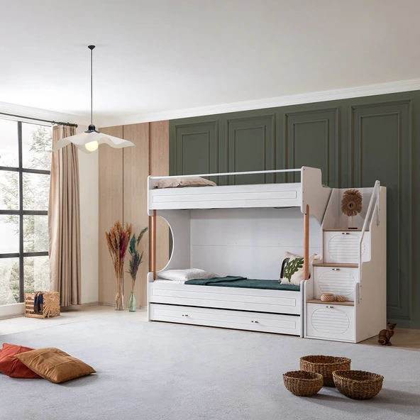 Ranza, Vita Bohem Genç Odası Takımı Yavrulu Beyaz Ranza + Dört Kapaklı Dolap - 2