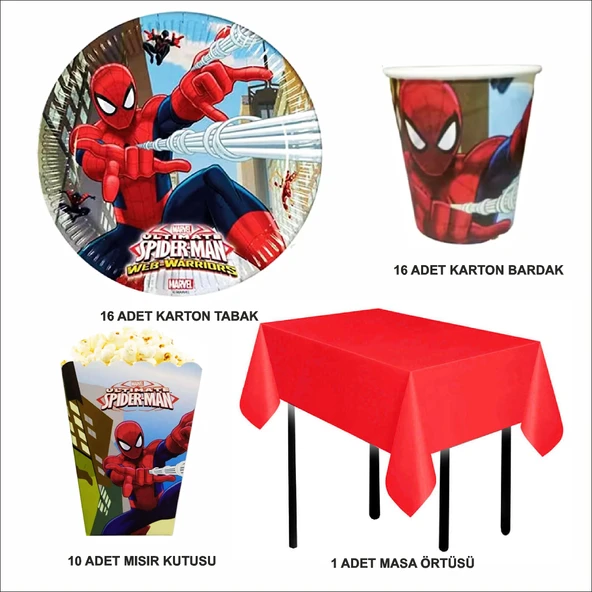 ÖRÜMCEK ADAM TABAK-BARDAK-M.KUTUSU-M.ÖRTÜSÜ - Resim 2