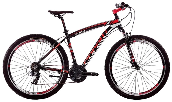 Corelli Dusty 1.1 V Fren Shimano 21 Vites 27,5 Jant Dağ Bisikleti Siyah Kırmızı Beyaz 18 Kadro