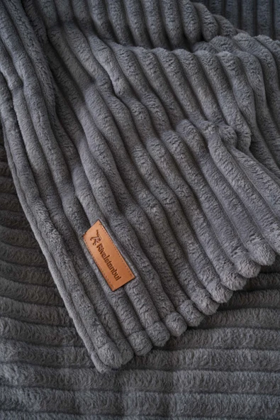 Rivaİstanbul Antrasit Gloria Wellsoft Çift Kişilik Battaniye - Resim 6