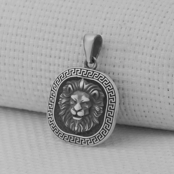 925 Ayar Gümüş Aslan başlı kolye Ucu - Resim 2