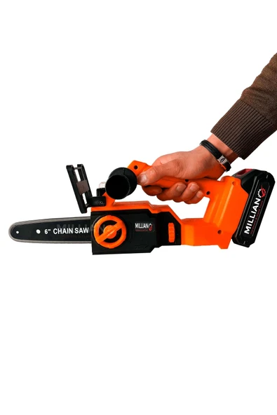 Kömürsüz Motor Yağ Pompalı Dal Budama Testeresi ''3 Bataryalı'' Çift Pala Akülü Ağaç Kesme Makinesi - 3