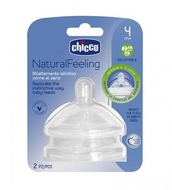 Chicco Naturalfeeling Biberon Emziği 4 ay+ Akış Ayarlı 2li