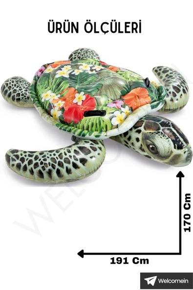 Intex Gerçekçi Kaplumbağa Binici  Deniz Havuz ve Plaj Çocuk Deniz Yatağı 191x170 cm 3+Yaş - 4