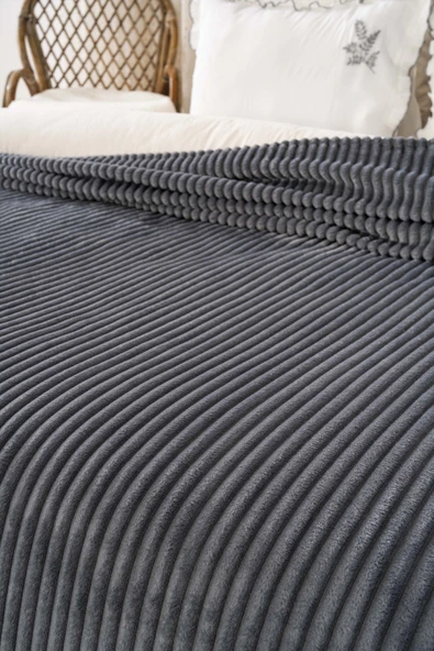 Rivaİstanbul Antrasit Gloria Wellsoft Çift Kişilik Battaniye - Resim 4