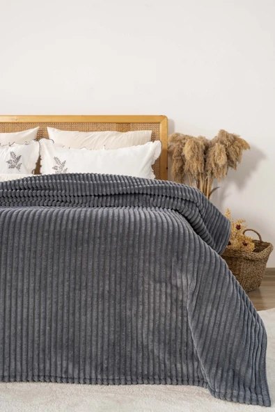 Rivaİstanbul Antrasit Gloria Wellsoft Çift Kişilik Battaniye - Resim 2