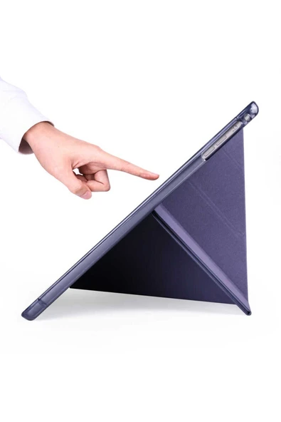 Ipad (A16) 11. Nesil 2025 11 ınç Kılıf Kalem Bölmeli Trifolding Standlı Uyku Modlu Silikon Kapak  LAVANTA - Resim 5