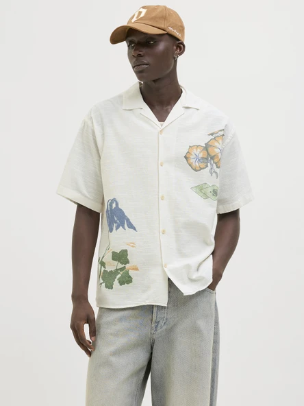 JACK JONES Erkek Kısa Kollu Keten Gömlek 12271108