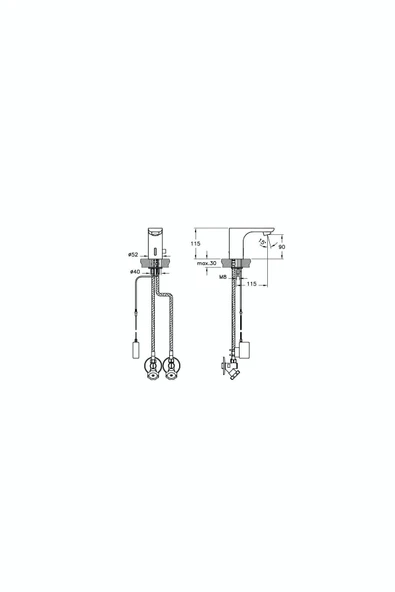 Vitra Memoria A47060Sta Fotoselli Lavabo Bataryası, Elektrikli, Çift Su Girişli, Krom - 2