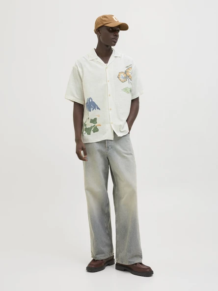 JACK JONES Erkek Kısa Kollu Keten Gömlek 12271108 - 3