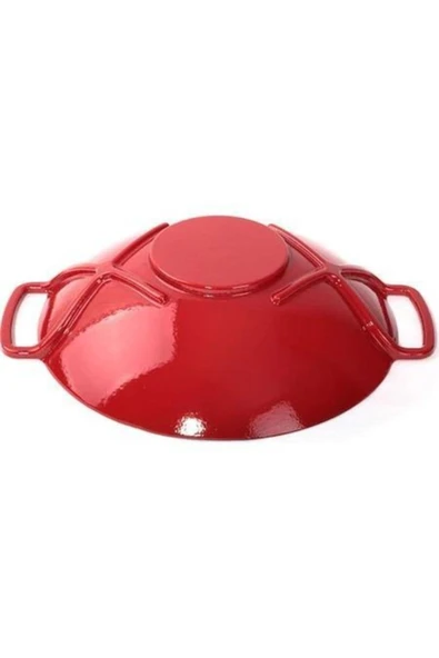 Sürel Wok Tava 35 Cm Kırmızı Demir Döküm - 2