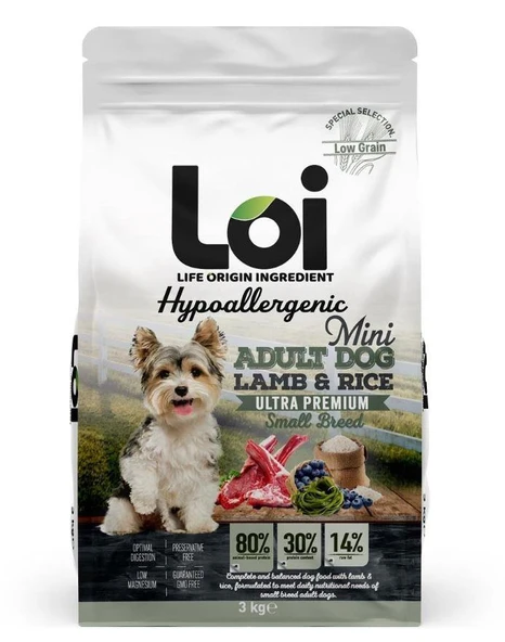 LOİ MİNİ ADULT KUZU ETLİ KÖPEK MAMASI 3 KG