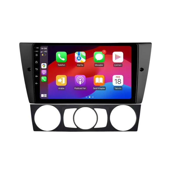 BMW E90 Araç Multimedya Android Ekran Carplay Navigasyon Cihazı Double Teyp 2+32 9" 05-11 Black BLUEWAY - Resim 2