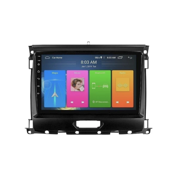 Ford Ranger Araç Multimedya Android Ekran Carplay Navigasyon Double Teyp 2+32 9" 15-20 Black BLUEWAY - Resim 2