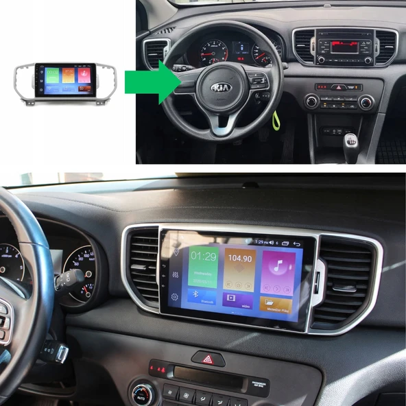Kia Sportage Araç Multimedya Android Ekran Carplay Navigasyon Double Teyp 2+32 9" 16-18 Silver BLUEWAY - Resim 5