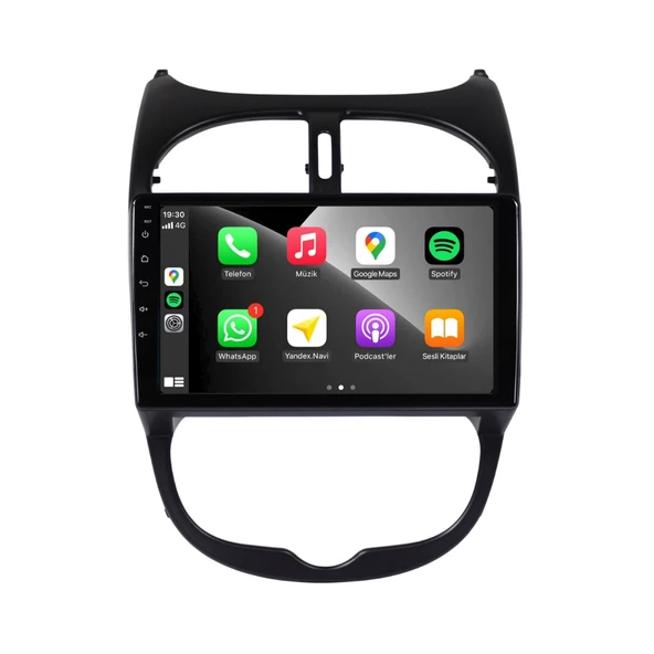 Peugeot 206 Araç Multimedya Android Ekran Carplay Navigasyon Double Teyp 2+32 9" 98-10 Black BLUEWAY - Resim 3