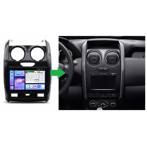Dacia Duster Araç Multimedya Android Ekran Carplay Double Teyp 2+32 9" 13-17 P.Black BLUEWAY - 4