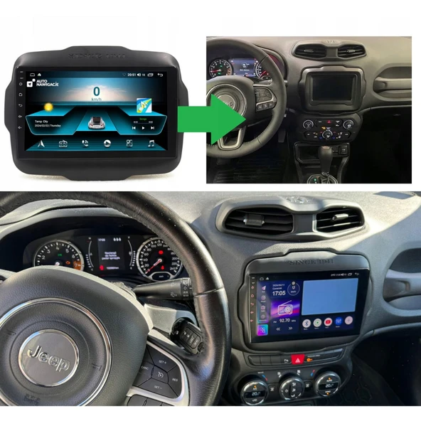 Jeep Renegade Araç Multimedya Android Ekran Carplay Navigasyon Double Teyp 2+32 9" 14-19 Black BLUEWAY - 5
