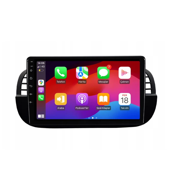 Fiat 500 Araç Multimedya Android Ekran Carplay Navigasyon Double Teyp 2+32 9" 08-15 Black BLUEWAY - Resim 3