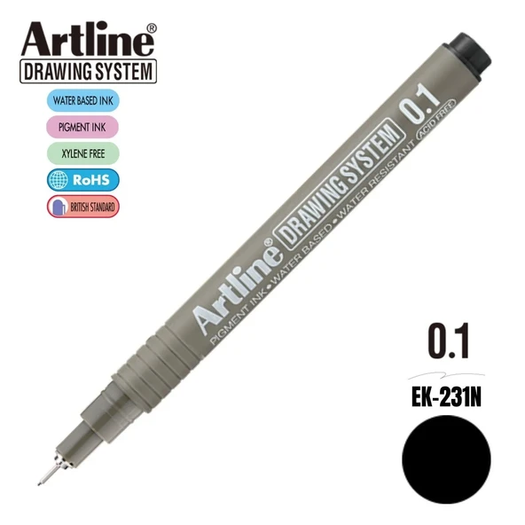 Artline Çizim Kalemi 0.1 MM Siyah EK231 - 2
