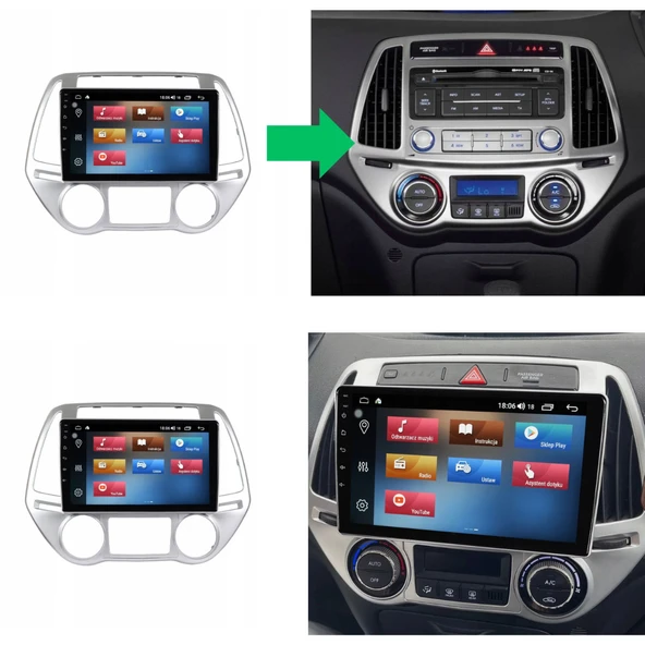Hyundai i20 Araç Multimedya Android Ekran Carplay Double Teyp 2+32 9" 13-14 Düz Dijital Silver BLUEWAY - 4