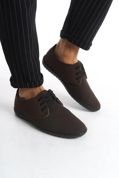 Erkek Hakiki Deri Comfort Ayakkabı Bağcıklı Tam Kalıp Yuvarlak Burun Esnek Taban Ayakkabı - 7