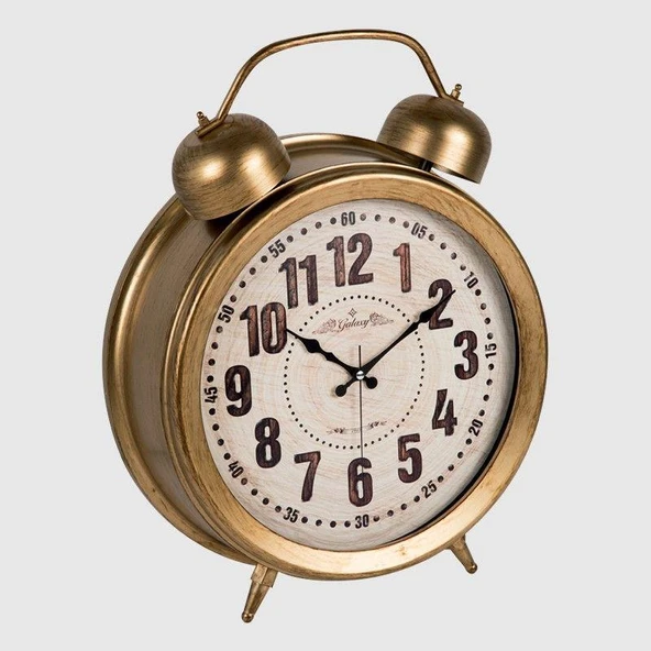 Galaxy Dekoratif Eskitmeli Çalar Saat Kadranlı Masa ve Duvar Saati 35 CM Gold ürün görseli