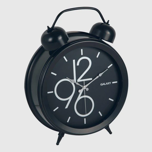 Galaxy Peter Serisi Dekoratif Kadranlı Çalar Saat Görünümlü Masa ve Duvar Saati 35 CM Siyah ürün görseli