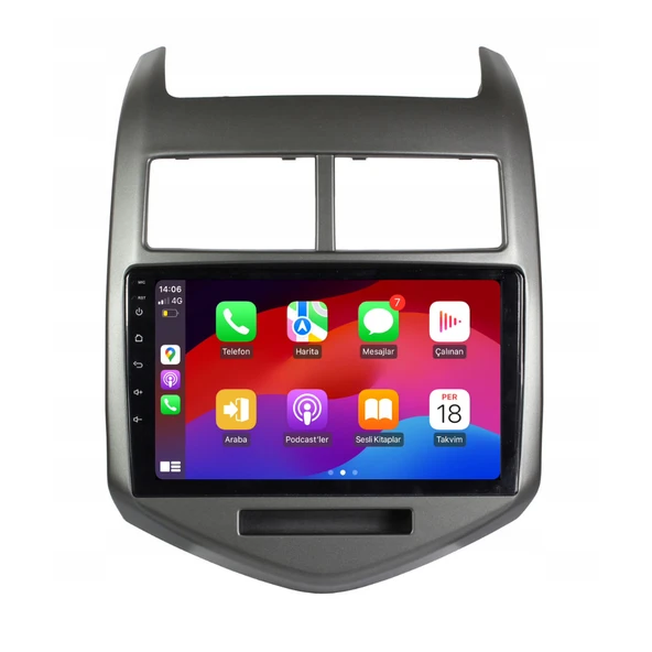 Chevrolet Aveo Araç Multimedya Android Ekran Carplay Navigasyon Double Teyp 4+64 9" 12-14 Gri BLUEWAY - Resim 2