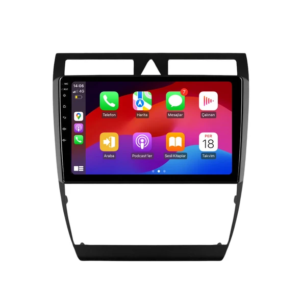 Audi A6 Araç Multimedya Android Ekran Carplay Navigasyon Cihazı Double Teyp 4+64 9" 97-05 Black BLUEWAY - Resim 2