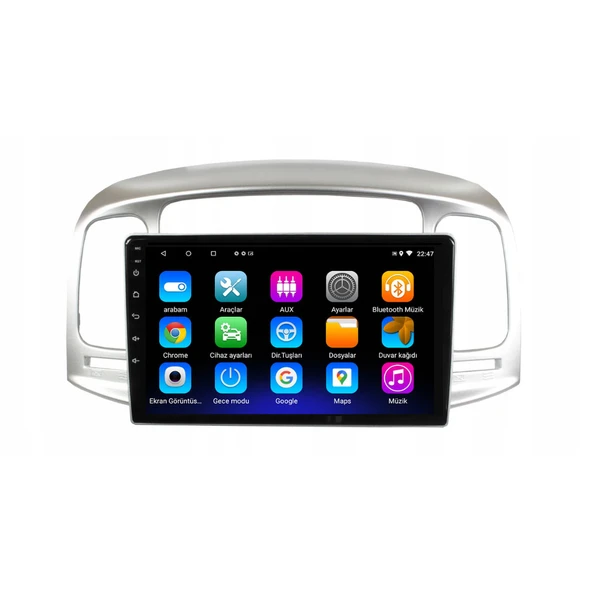 Hyundai Accent Era Araç Multimedya Android Ekran Carplay Double Teyp 4+64 9" 06-12 Silver BLUEWAY - Resim 3