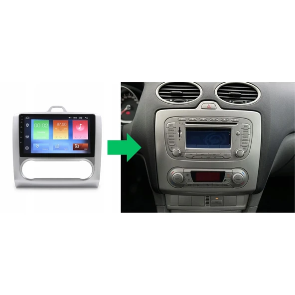 Ford Focus 2 Araç Multimedya Android Ekran Carplay Double Teyp 4+64 9" 05-11 Dijital Silver BLUEWAY - 5