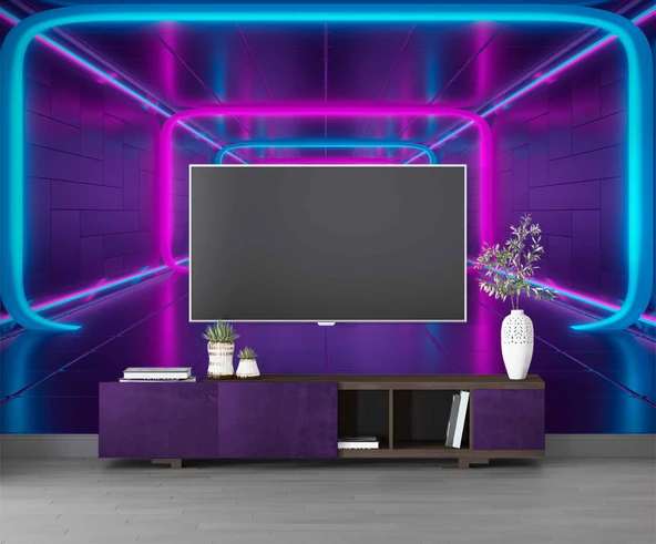 3 Boyutlu Neon Derinlik Duvar Kağıd - Resim 3