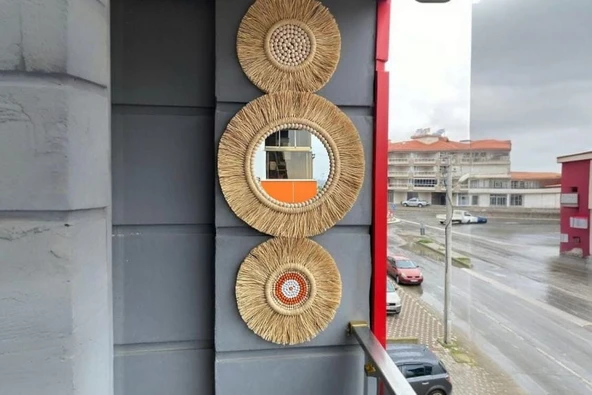 Dekoratif Aynalı Duvar Süsü 3'lü Set