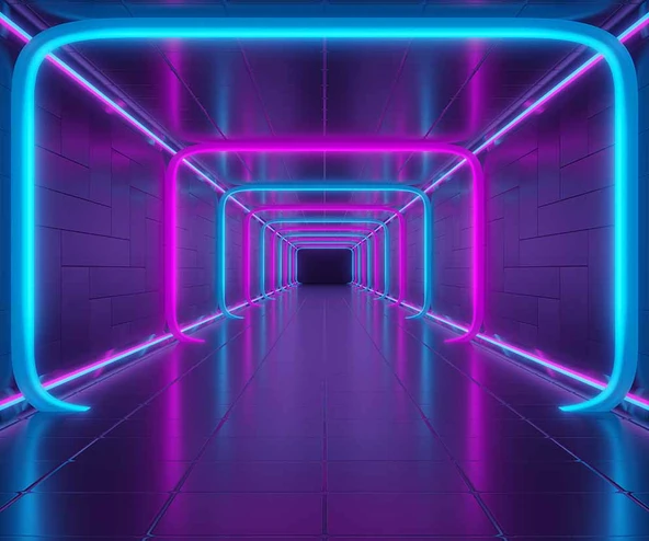 3 Boyutlu Neon Derinlik Duvar Kağıd - Resim 7