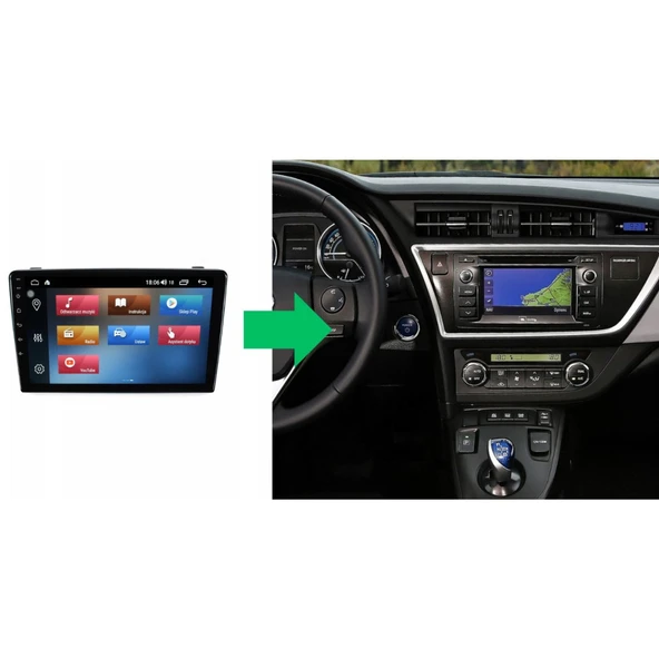 Toyota Auris Araç Multimedya Android Ekran Carplay Navigasyon Double Teyp 4+64 9" 13-18 Black BLUEWAY - Resim 5
