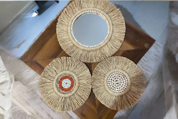 Dekoratif Aynalı Duvar Süsü 3'lü Set - 2