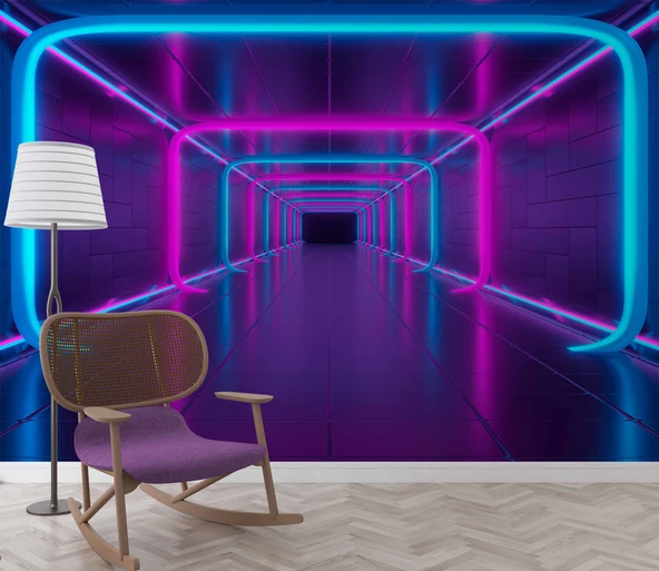 3 Boyutlu Neon Derinlik Duvar Kağıd - Resim 6